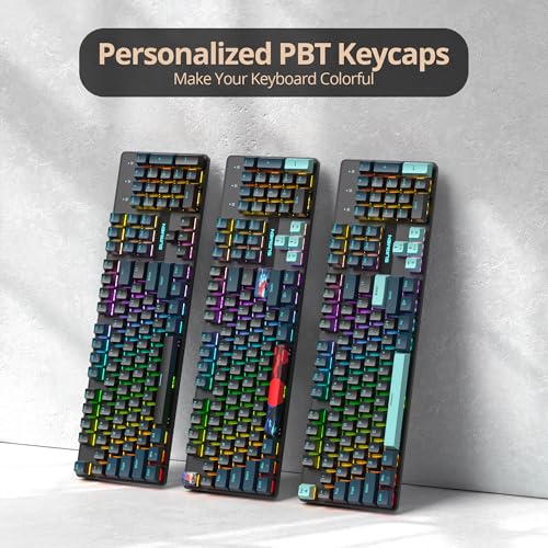Full Size Mechanical Keyboard, Creamy Keyboard with Number Pad, 104 Keys Wired Gaming Keyboard with Red Switch, RGB Backlit for PC Laptop - color: Monster B