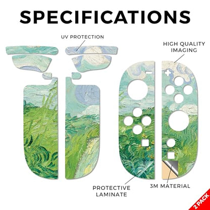 Gaming Skin Compatible with Nintendo Switch 2 Joy-Con Controller 2 Pack - Green Wheat Fields - Premium 3M Vinyl Protective Wrap Decal Cover - Easy to Apply | Crafted in The USA by MightySkins - color: Green Wheat Fields, size: 2 Pack of Joy-Con Skins, sty