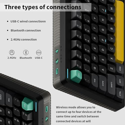nuphy Halo96 V2 Wireless Mechanical Keyboard, 96% Hot Swappable, 99 Keys RGB Backlit, Bluetooth/USB-C/2.4GHz, Mint Switches (37gf), Black - color: Black, size: Mint (37gf)
