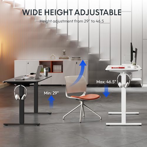FLEXISPOT Standing Desk Electric Height Adjustable Desk with 48 x 24 Inches Splice Board, Ergonomic Memory Controller, Black Top + Black Frame - color: Black, size: 48"x24"