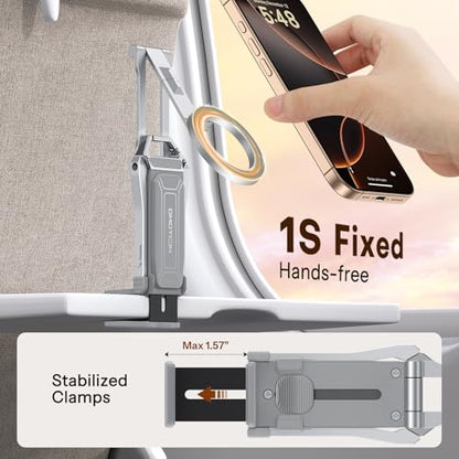 OMOTON 360°Rotating Adjustable Aluminum for MagSafe Tripod Mount, Silver | Magnetic Phone Tripod for iPhone 17/16/15 Pro Max Air, Foldable Cell Phone Stand Fits Vlog, Gym Travel Essentials Accessories - color: 5-Silver