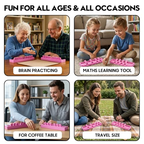 11'' Wooden Shut The Box Dice Game Travel Size Board Game 12 Numbers 2 Classic Dice & 2 Number Dice Storage Bag Instructions Math Learning Classroom Kids, Adults