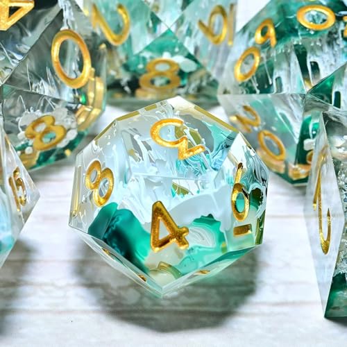 Resin dice Set, Dungeons and Dragons polyhedral DND dice Set, Suitable for Role-Playing Game RPG Explorer Magic: the Gathering Pioneer Game DND dice Set (7 Pieces) - color: Lance