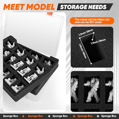 Madcat Miniature Storage Carrying Figure Case - 32 Slot Figurine Minature Carrying Case with 2 Foam Layer for Miniatures Compatible with 40k, DND & More (Transparent) - color: Transparent
