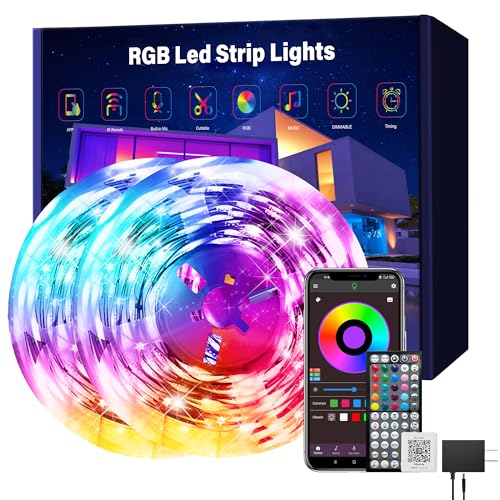 Ledagic Led Lights for Bedroom 150 ft (2 Rolls of 75ft), RGB Led Lights | Music Sync RGB Led Strip Lights, 60 Keys Remote & App Controlled, Color Changing Led Lights for Room Home Kitchen Party Decor - size: 150ft