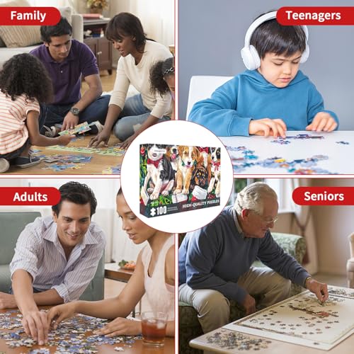 Christmas Puzzle 100 Piece Puzzles for Kids, Christmas Dogs Puzzle 100 Pieces Christmas Puppies Puzzle 100 Piece Puzzles for Adults Christmas Puzzle Puppies Puzzles for Kids Ages 6-10 Brain Teaser - color: Christmas Dogs