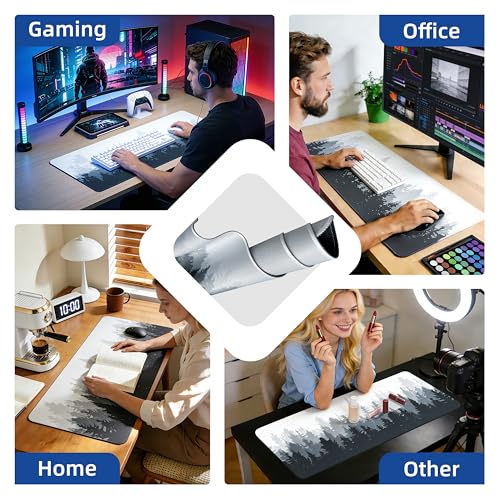 Galdas Mouse Pad For Gaming,Forest Background Pattern XXL XL Large Mouse Mat Long Extended MousePad Desk Mat Non-Slip Rubber Mice Pads Stitched Edges Thin (31.5 x 11.8 x 0.12 Inches) Tree - color: Tree