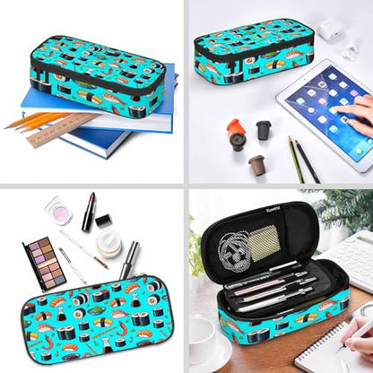 Sushi Rolls Pencil Case Seafood Prawn Chopsticks Japanese Asian Food Pencil Bag Pouch Box Organizer for School Student Boy Girl Office - color: Sushi Rolls