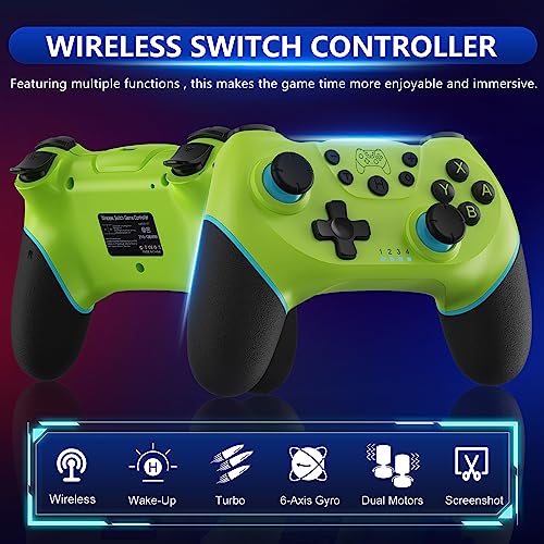 2 Pack Wireless Pro Controllers for Nintendo Switch/Lite/OLED/Switch 2 | 2026 Upgraded Bluetooth Switch Pro Controller with Hall Effect Joystick, 6-Axis Gyro, Dual Vibration, Turbo & Ergonomic Grip - color: Black+Olive