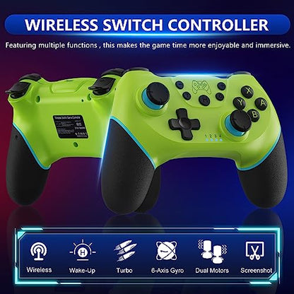 2 Pack Wireless Pro Controllers for Nintendo Switch/Lite/OLED/Switch 2 | 2026 Upgraded Bluetooth Switch Pro Controller with Hall Effect Joystick, 6-Axis Gyro, Dual Vibration, Turbo & Ergonomic Grip - color: Black+Olive