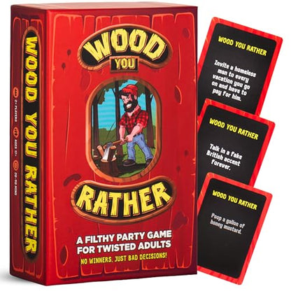 Wood You Rather? Adult Party Games for Game Night - Funny Card Games for Adults Ages 17-30 - 200 Outrageous Questions for Groups, Pregames & Simple Rules - Premium Quality Edition