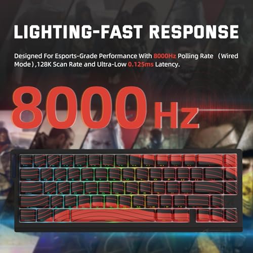 ATTACK SHARK X11 & X68 PRO HE Wireless Gaming Combo,Rapid Trigger Hall Effect Magnetic Switch 8K Keyboard,Ultra-Light 22K DPI PAW3311 Optical Sensor Mouse,RGB Backlit Tri-Mode with Coiled Cable-Red - color: Red