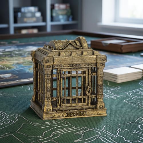 DND Dice Jail RPG Accessory Gaming Table Decor Dice Prison AF1227C | Brushed Brass Color Tabletop Dice Organizer, Premium Dungeon Master Gifts and Miniatures Prop for Role Playing Games - color: Af1227c dice jail brassy