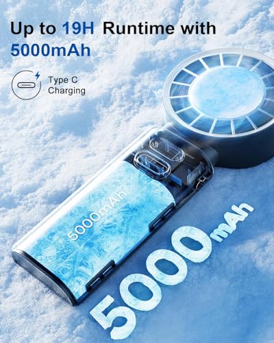 SOTHING 5000mAh Handheld Turbo Fan with Cooling Plate | Up to 15H Runtime, 100 Speeds control and 120° Foldable, 3-in-1 design for handheld, desk and neck use - size: 5000mAh Cooling Fan