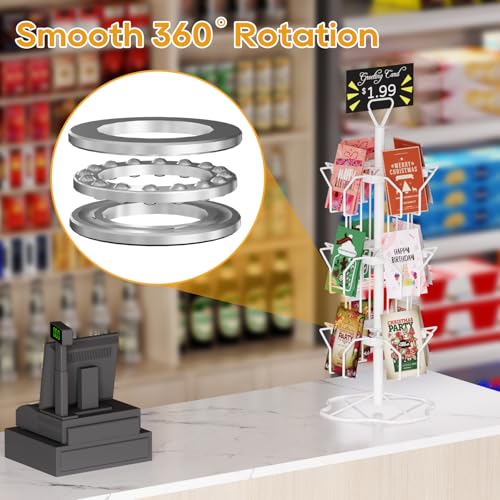 ORLESS Greeting Card Rack Display Stand, 3 Tier Rotating Card Holder Display Retail, 12 Pocket Metal Postcard Holder Display Stand, Greeting Card Holder for Postcards, Brochures, Stickers, Showcase(White) - color: White