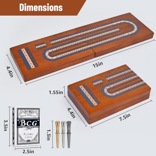 Cribbage Board Game Set,Travel Cribbage Game for Kids and Adults,Classic Strategy Games, Includes Playing Cards(Ages 8+)