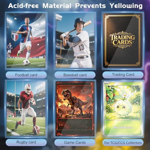 500 Counts Card Sleeves for Trading Cards,Soft Penny Card Sleeves,Clear Plastic Standard Size Card Protectors for MTG, TCG,Sports Collectibles (Basketball, Baseball, Football)(500)