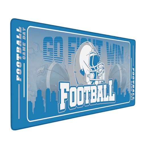 Football Desk Mat, Large Stitched Edges Gaming Mouse Pad, Blue City Design Keyboard Mat for Laptop Computer Desktop - 31.5x12 Inch for Football Fans - color: Blue Football