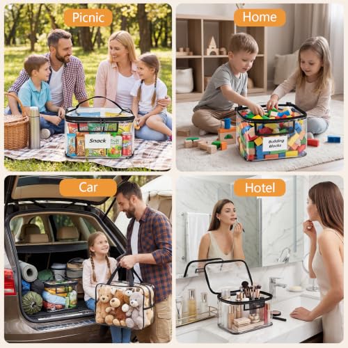 Clear Toy Storage Bags, 10-Pack PVC Organizer Bags with Labels | Reusable PVC bags with zipper, label and manual pockets for blocks, board games, puzzles, books, classrooms and travel
