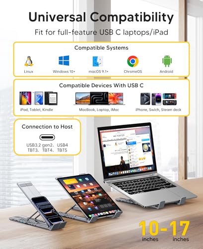 9 in 1 USB C Laptop Dock Stand with HDMI+DP,4K Dual Monitor PD 100W | Single 8K for Windows DP 1.4 or Dual 4K for Win and Mac,2 USB A 3.0, PD 100W, USB C 3.0+SD&TF for Mac Windows, Mac, ChromeOS - style: M93 9 in 1(HDMI+DP)