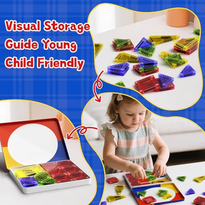 Magnetic Tiles Travel Toys with Storage Case, Portable STEM Building Blocks for 3-8 Year Olds, Toddler Airplane Activities & On-The-Go Birthday Gift for Boys & Girls - style: Magnetic Tiles Travel Construction Set - 26PCS