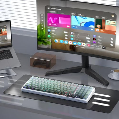 MageGee LIGHT100 Wireless Creamy Keyboard, Gasket Structure Hot Swappable, 2.4G/USB-C/BT5.0 RGB Backlit Mechanical Gaming Keyboard for Win/Mac/PC, 8000mAh Battery, Side Printed PBT Keycap, Green - color: Green/Blue Whale Switch