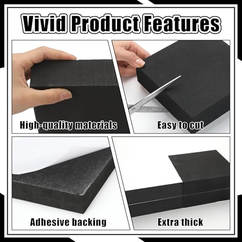 4 Pcs 1.5" Thick Foam Padding Sheet with Adhesive Backing 6 x 6 Inches Self Stick Neoprene Insulation Foam Sheet Black for Furniture Cars Speakers - color: Black, size: 1.5 Inch Thick, 6 x 6 Inches