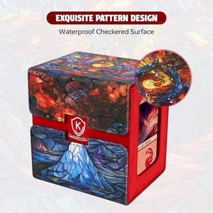 Katomula Card Deck Box for MTG Commander, Trading Cards Case Holds 100 Double-Sleeved Cards with Commander Display and Dice Tray-Mountain - style: Mountain