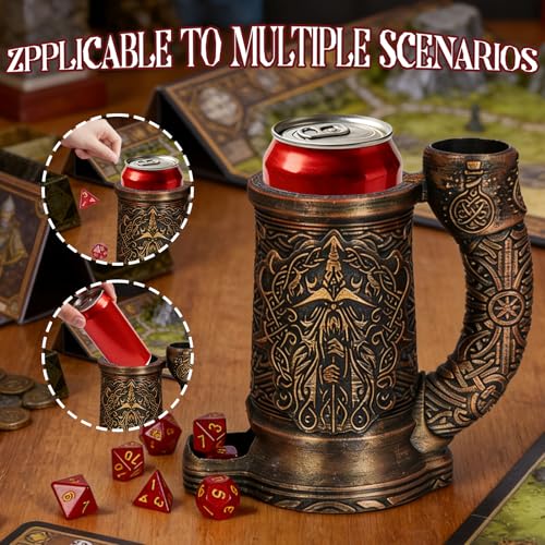Dice Tower Mug, Dice Rolling Tower, Comes with 7 PCS Dice Set, Suitable for DND Dungeons and Dragons, Tabletop Games, Available As Drink Holder, D&D Gifts, DND Accessories (Dark Gold Mage) - color: Dark Gold Mage