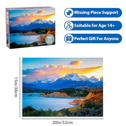 500 Pieces Puzzles for Adult, Jigsaw Puzzle 500 Piece for Seniors Puzzle Mountain Lake, Challenging Puzzle Gift for Mom Dad Friend Family Activity Games Nights Home Decor Wall Art 20.5x15IN - style: Mountain