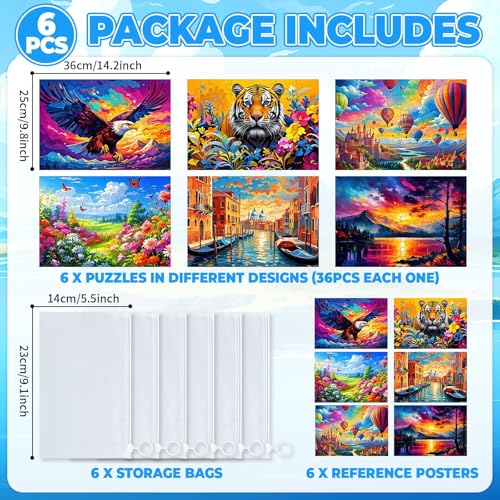 6 Pack 36-Piece Large Jigsaw Puzzles for Seniors Easy Dementia Alzheimer Products Dementia Activities Memory Training Game for Elderly Alzheimer's Patients in Nursing Home Gift (Style 1) - style: Style 1