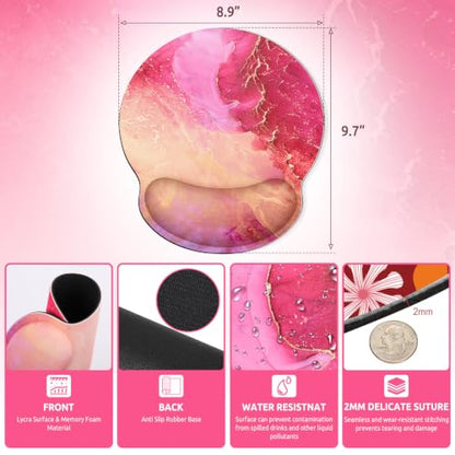 KONVINIT Ergonomic Mouse Pad with Wrist Rest, Small Mousepad with Non-Slip Rubber Base and Smooth Surface, Hot Pink Mouse Pads for Desk, Office Desk Accessories - color: Hot Pink