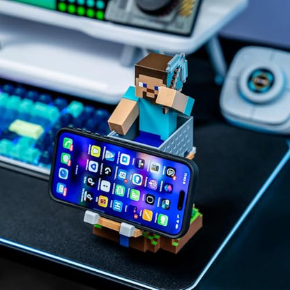 Exquisite Gaming Minecraft Steve Cable Guys Controller Holder & Phone Stand, 8.5 in Collectible