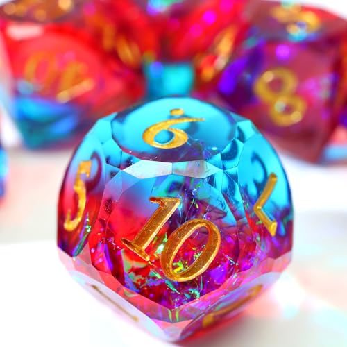 Handmade Resin Polyhedral DND Dice Set,Sharp Edge Diamond-Cut RPG Dice for Board Games Role Playing-RD-Mixed3 - color: Rd-mixed 3