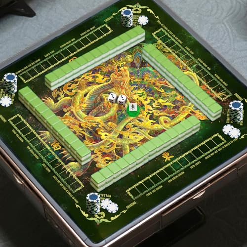 Mahjong Mat,Non-Slip and Noise Reducing Portable Mahjong Accessories | 31.5" x 31.5" with a Carrying Bag,Game Table Mat for Board Games, Card Games, Dominoes - color: Turtle