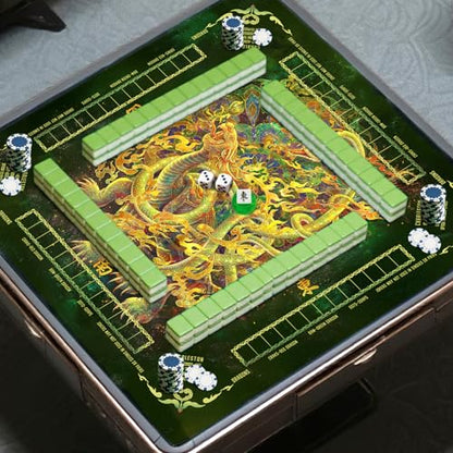 Mahjong Mat,Non-Slip and Noise Reducing Portable Mahjong Accessories | 31.5" x 31.5" with a Carrying Bag,Game Table Mat for Board Games, Card Games, Dominoes - color: Turtle