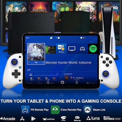 Phone Controller for iPhone, iPad, Android Phone, Tablet, PC, Switch 2, Mobile Game Controller with Hall Trigger, Turbo, Programming, Vibration, Wireless Handheld Gamepad Play Streaming, Cloud Gaming - color: White
