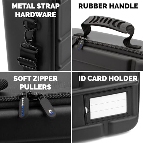 CASEMATIX Miniature Carrying Case - 144 Slot Miniature Storage Case with Four Impact-Absorbing Foam Trays For Minis, Adjustable Shoulder Strap, ID Card Holder and More!