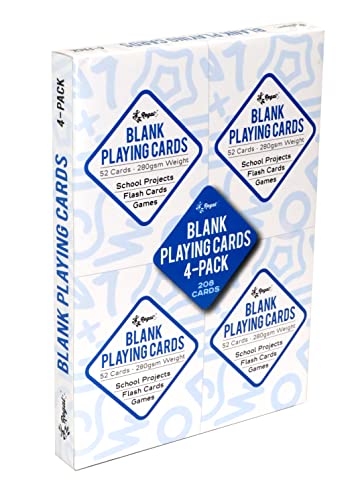 Regal Games 208 Blank Playing Cards to Write On - Custom Blank Deck of Cards - (2.5" x 3.5") Cardstock White Poker Size - 4 Packs x 52 Cards - color: 4 Decks - 208 Cards