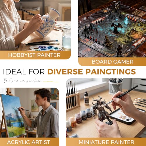 Golden Maple Drybrush Miniature Paint Brushes -10pcs Micro Detail Paint Brush Set, Small Fine Detail Brushes for Acrylics, Watercolors & Paint by Number, Figurine - style: 10GP