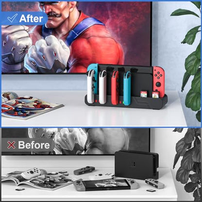 Switch Controller Charger Dock Compatible With Nintendo Switch And Switch OLED Model Joycons, Charges Up To 6pcs Joycon With Game Card Storage - color: Black