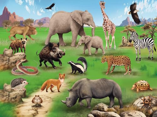 Puzzles for Kids Ages 6-8 Year Old, 100 Piece Grassland Animals Jigsaw Puzzle for Toddler Children Learning Educational Puzzles Toys for Boys and Girls - Every Piece is Unique - color: Grassland Animals
