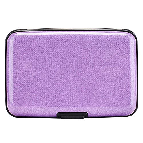 RFID Blocking Credit Card Protector Case Holder Wallet for Men Women | RFID Blocking Credit Card Protector Aluminum ID Case Hard Shell Business Card Holders Metal Wallet for Men or Women - color: Purple