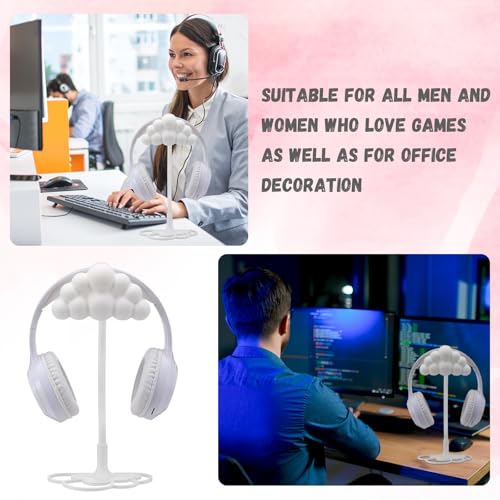 Yookeer Cloud Headphone Stand 3D White Cloud Cute Headphone Decor for Gamer Room Office Desk Gaming Gifts for Women Girlfriend Office Worker