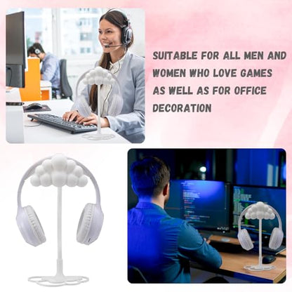 Yookeer Cloud Headphone Stand 3D White Cloud Cute Headphone Decor for Gamer Room Office Desk Gaming Gifts for Women Girlfriend Office Worker