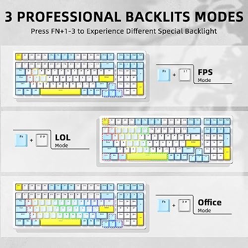 Ajazz Mechanical Gaming Keyboard,Hot Swappable Mechanical Keyboard with Numeric Pad,Compact USB Wired Keyboard 100 Keys Double-Shot ABS Keycaps,N-Key Rollover RGB Custom Keyboard for PC Mac(MX Red) - color: Lemon/Hot-swap Red Switch