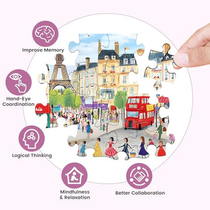 500 Piece Puzzles for Adults Paris Puzzles Jigsaw Puzzles 500 Pieces Tower Adult Puzzle Family Challenging Game Gift for Friends 20.5x15IN - style: Street
