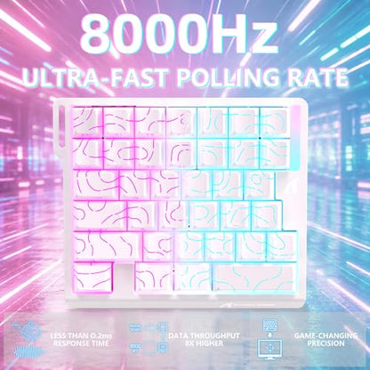 ATTACK SHARK M36 HE One-Handed Magnetic Switch Keyboard, 8000Hz Polling, Hot-Swappable, High-Precision 0.01mm, 36 Keys Wired Keypad with RGB Backlit, C01 Ultra Led Aviator Cable-White Contour - color: White Contour