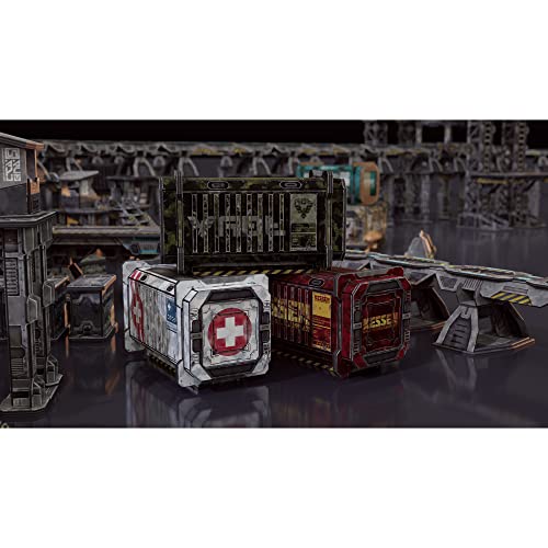 TinkerTurf Sci-Fi Terrain: Cargo Containers 1 Add-On, 3 Containers Included, Neutral Theme, Modeular Design, Easy Storage, Virtually Limitless Setups - style: Series 1 - Neutral