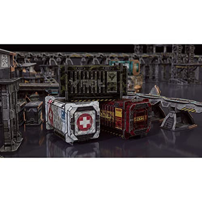 TinkerTurf Sci-Fi Terrain: Cargo Containers 1 Add-On, 3 Containers Included, Neutral Theme, Modeular Design, Easy Storage, Virtually Limitless Setups - style: Series 1 - Neutral